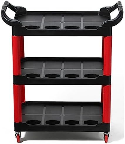 Carrito utilitario 3 estantes para detalles mecánicos y lavado vehicular