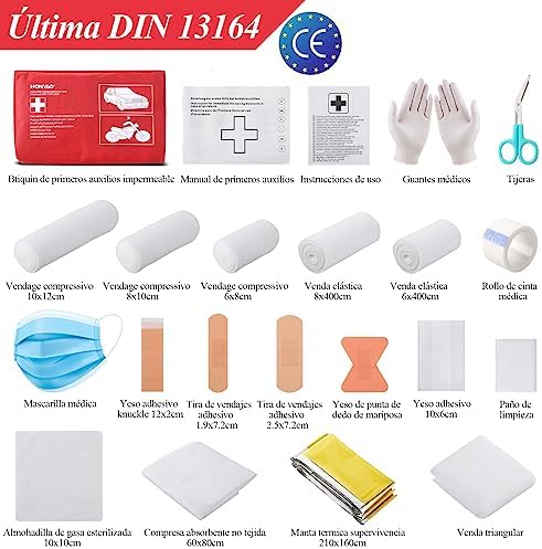 Botiquín de primeros auxilios para auto con estándar DIN para viajes y hogar