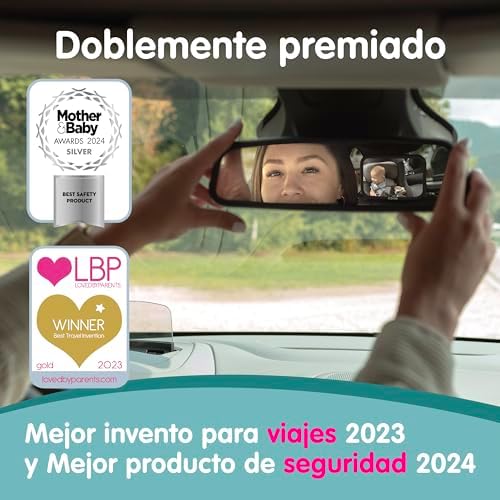 Espejo retrovisor para bebé en asiento trasero irrompible con rotación ajustable