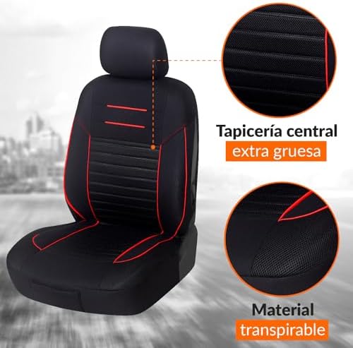 Fundas universales asientos auto negro rojo protector delantero trasero
