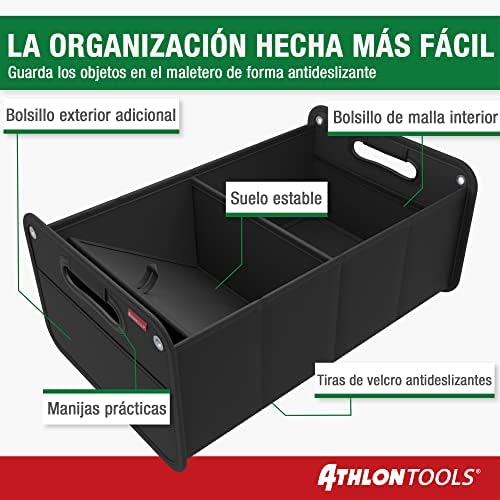 Organizador plegable para maletero con refuerzos antideslizantes y estructura robusta