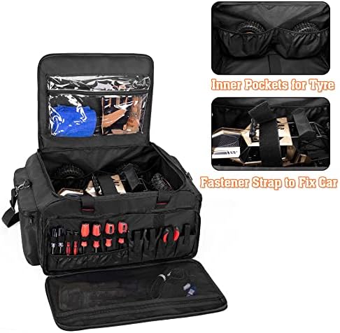Bolsa almacenamiento RC auto 1/8 o 1/10 con bolsillos baterías cargador herramientas