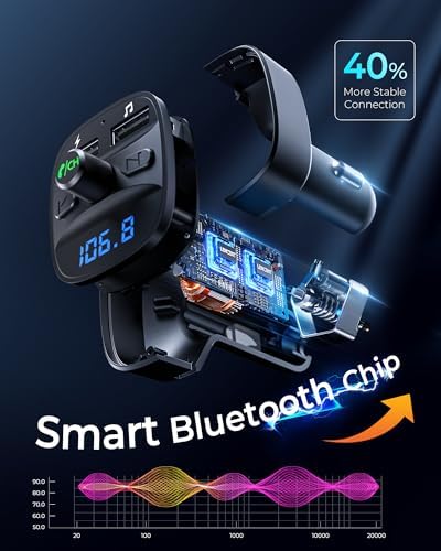 Transmisor FM Bluetooth para auto con reproductor MP3 y puertos USB duales